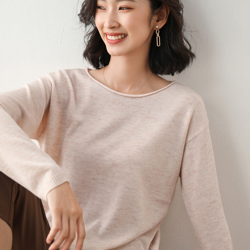 Women Casual Fine Knit V-Neck Sweater with Dropped Shoulders Mune Fashion