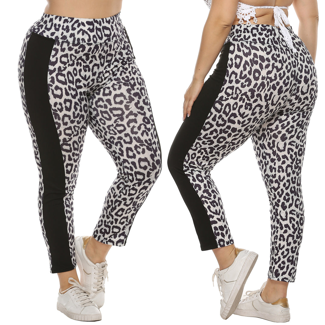 Women's fitted leggings with animal print and side contrast stripes Mune Fashion