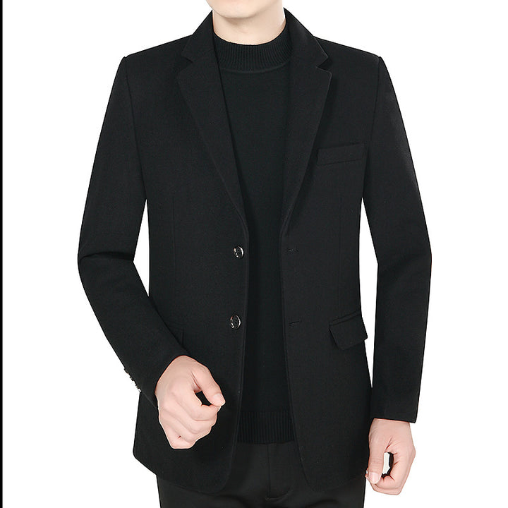 Men's Elegant Wool Blend Blazer with Slim Fit and Notched Lapel Mune Fashion
