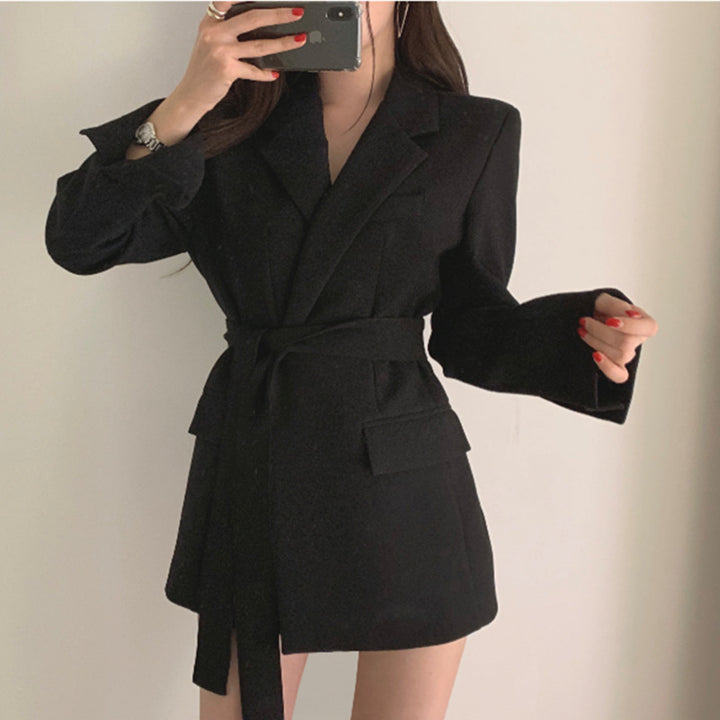 Women Elegant Blazer Dress with Belt Mune Fashion