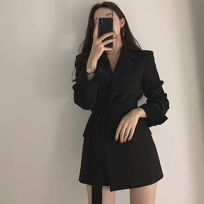 Women Elegant Blazer Dress with Belt Mune Fashion