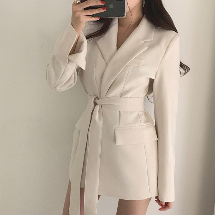Women Elegant Blazer Dress with Belt Mune Fashion