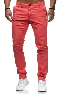 Men's slim-fit cotton stretch chinos with a medium rise and comfort waistband Mune Fashion
