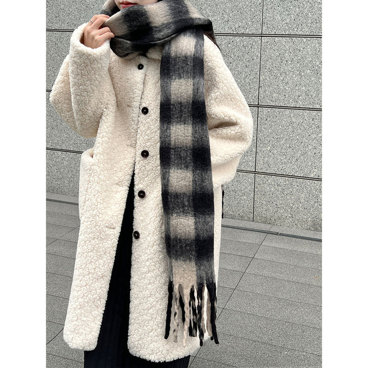 Long Women's Sheepskin Coat, Korean Style