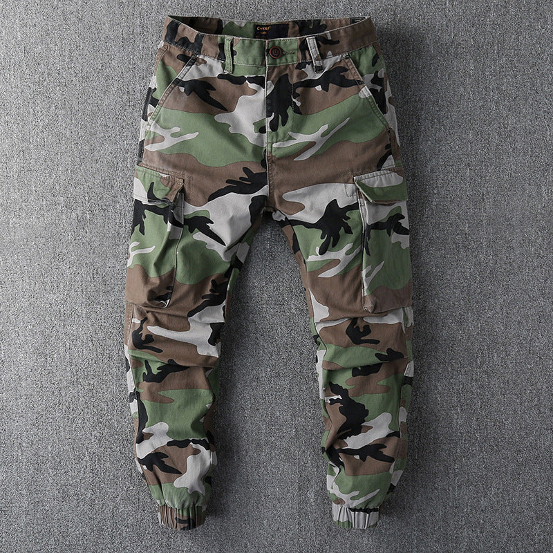 Men's cargo pants in military style with elastic cuffs and multiple pockets Mune Fashion