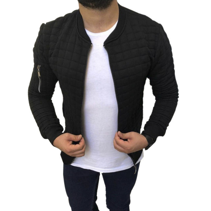 Men's quilted bomber jacket with zipper, ribbed cuffs and arm pocket Mune Fashion