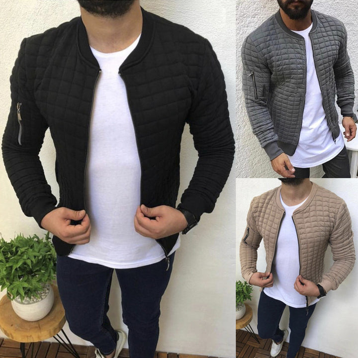 Men's quilted bomber jacket with zipper, ribbed cuffs and arm pocket Mune Fashion