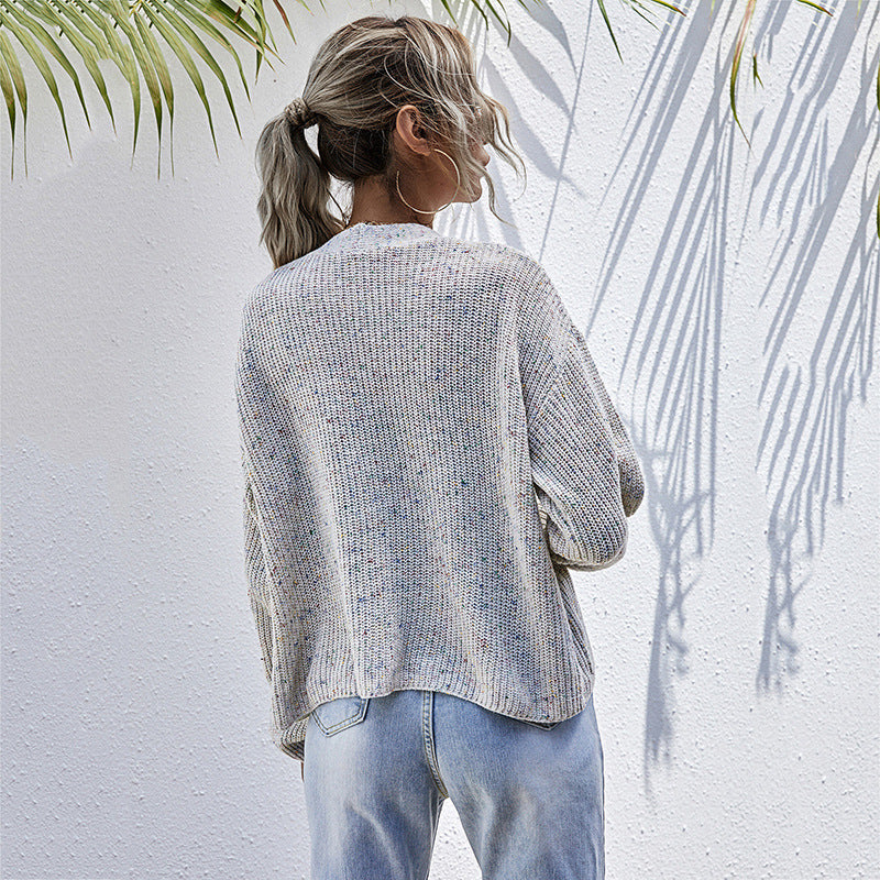 Women Casual Knit Cardigan with V-Neck, Button Placket and Pockets Mune Fashion