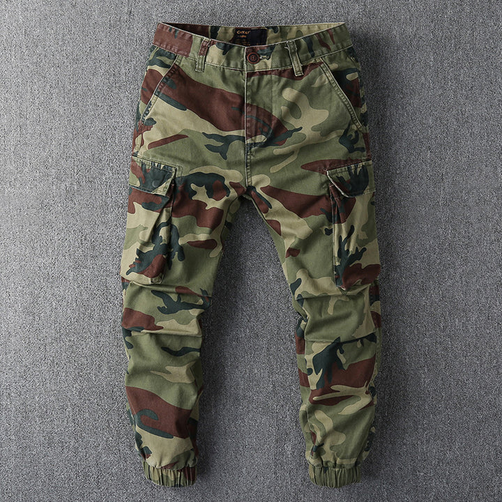 Men's cargo pants in military style with elastic cuffs and multiple pockets Mune Fashion
