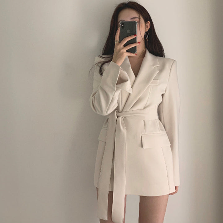 Women Elegant Blazer Dress with Belt Mune Fashion