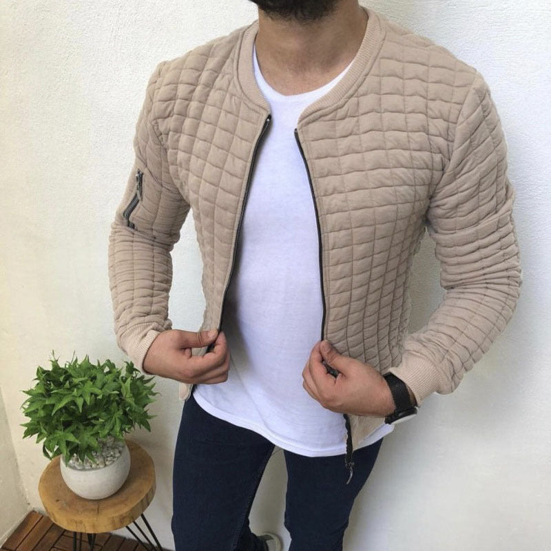 Men's quilted bomber jacket with zipper, ribbed cuffs and arm pocket Mune Fashion