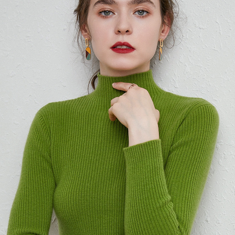 Women's slim-fit fine knit sweater with short stand-up collar made of cashmere blend Mune Fashion
