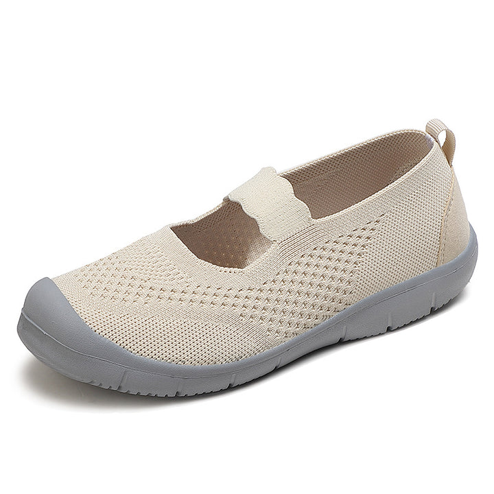 Ladies nan elastic comfort ballerina with wavy strap breathable knit upper and flexible profile sole Mune Fashion