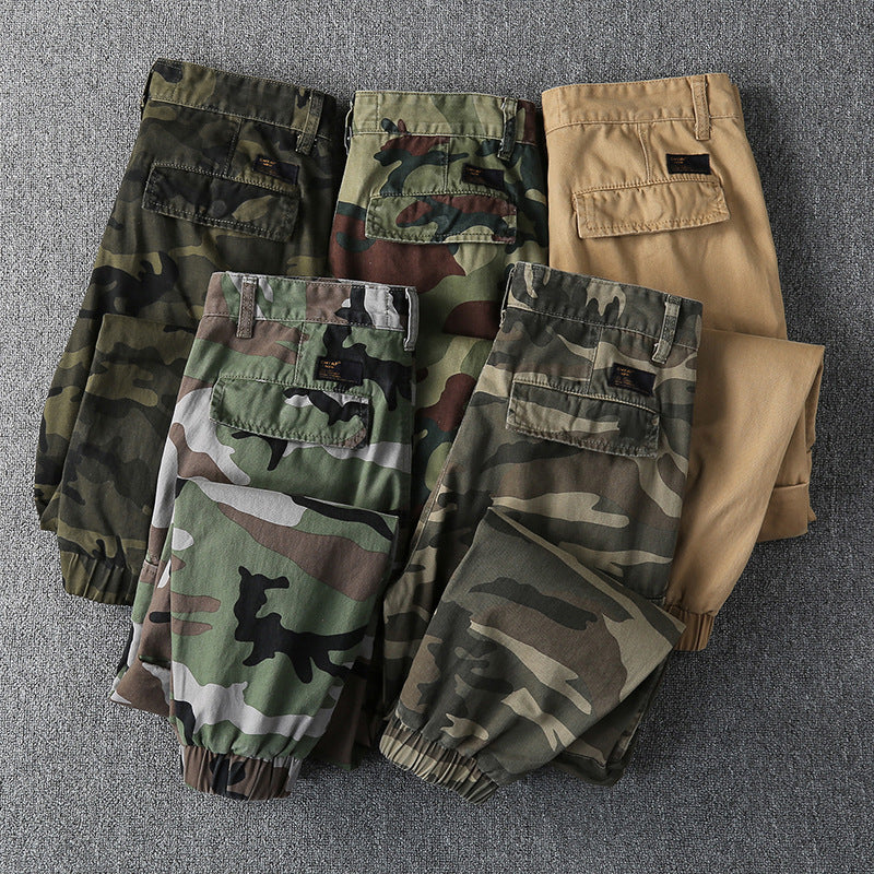 Men's cargo pants in military style with elastic cuffs and multiple pockets Mune Fashion