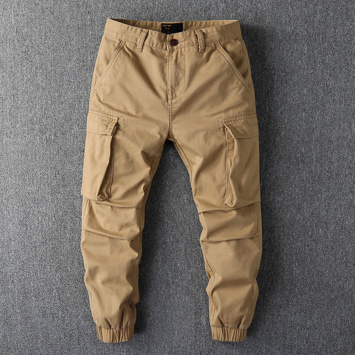 Men's cargo pants in military style with elastic cuffs and multiple pockets Mune Fashion