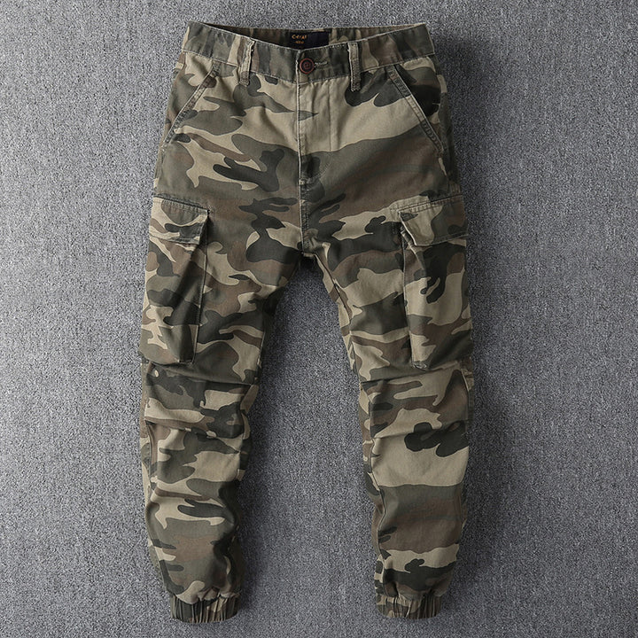 Men's cargo pants in military style with elastic cuffs and multiple pockets Mune Fashion