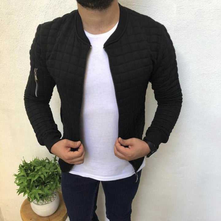 Men's quilted bomber jacket with zipper, ribbed cuffs and arm pocket Mune Fashion