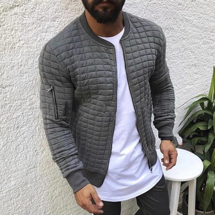 Men's quilted bomber jacket with zipper, ribbed cuffs and arm pocket Mune Fashion