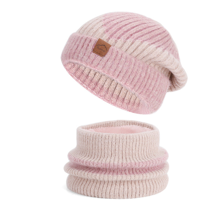 Two-piece set: knitted hat with ear protection and scarf