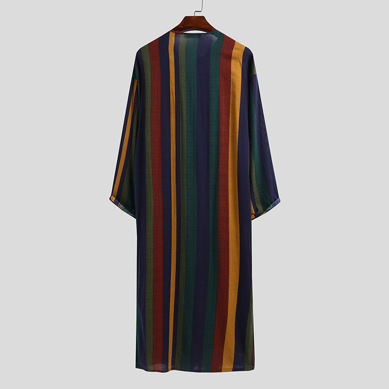 Women’s loose maxi linen dress with full button placket, round neckline, and patch pockets Mune Fashion