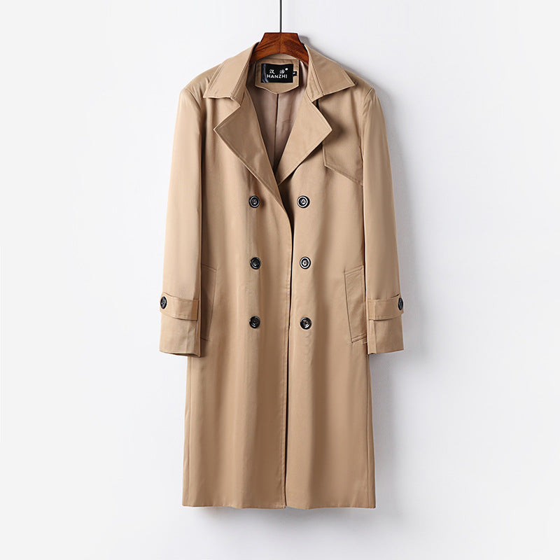 Men's trench coat with double-breasted button placket, waist belt, and classic lapel Mune Fashion
