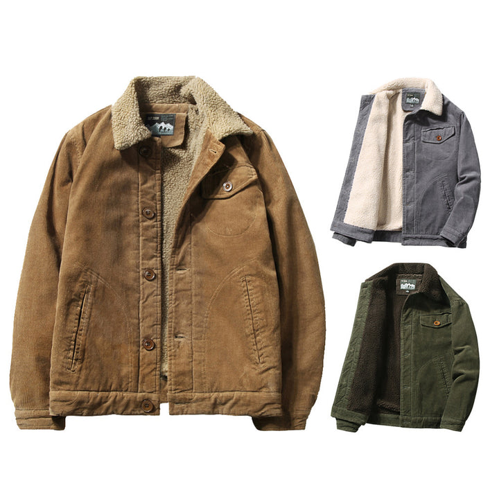 Men's Comfortable Cord Jacket with Teddy Lining Mune Fashion