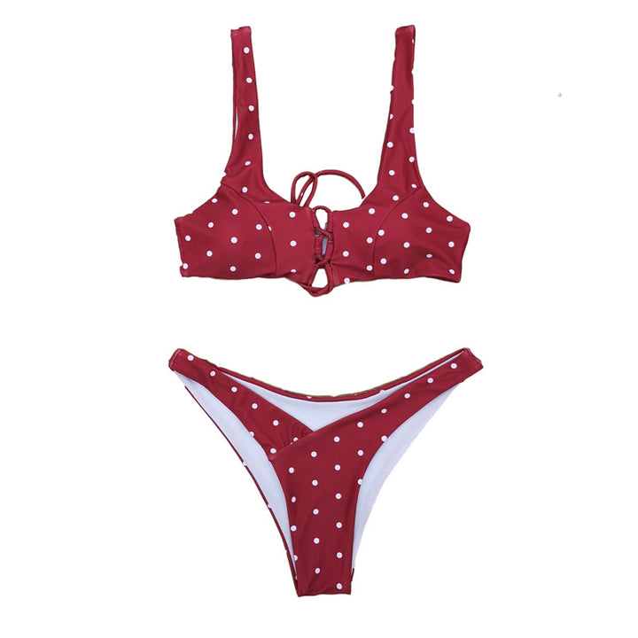 Women's triangle bikini with playful polka dot design and adjustable strap system Mune Fashion