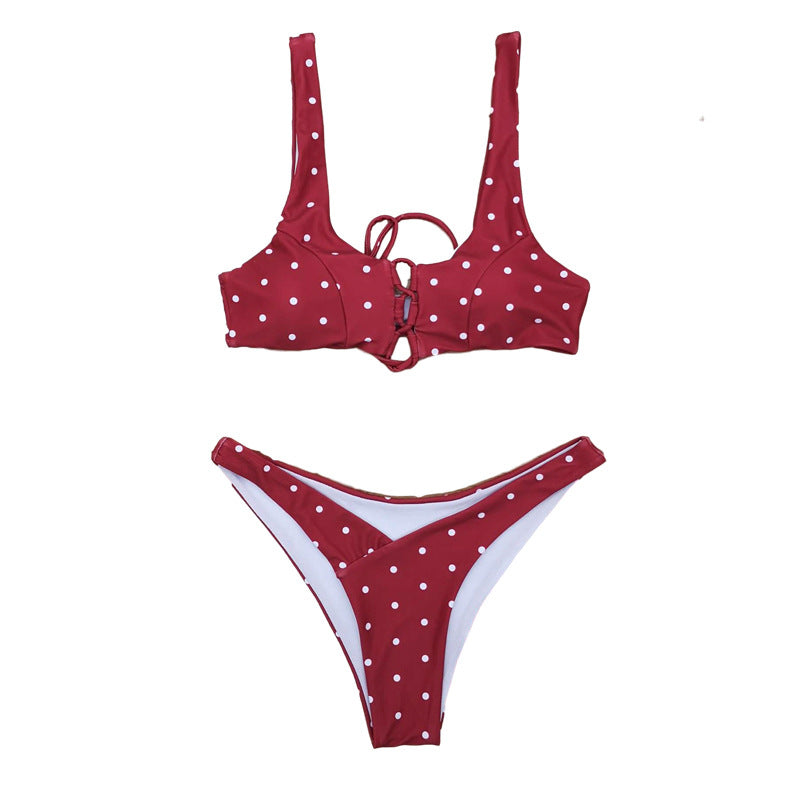Women's triangle bikini with playful polka dot design and adjustable strap system Mune Fashion
