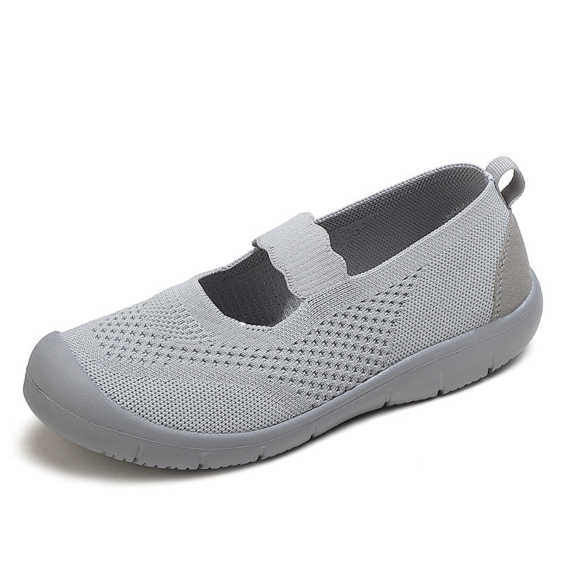 Ladies nan elastic comfort ballerina with wavy strap breathable knit upper and flexible profile sole Mune Fashion