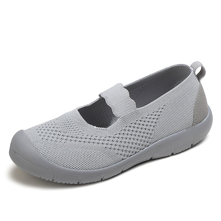 Ladies nan elastic comfort ballerina with wavy strap breathable knit upper and flexible profile sole Mune Fashion