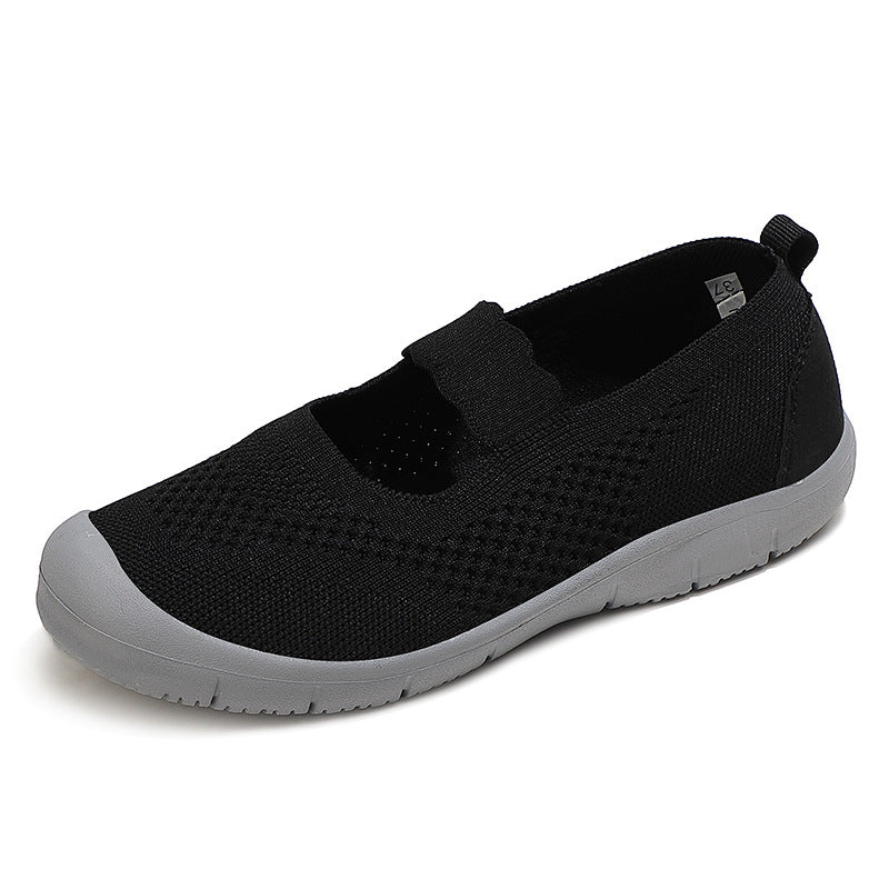 Ladies nan elastic comfort ballerina with wavy strap breathable knit upper and flexible profile sole Mune Fashion