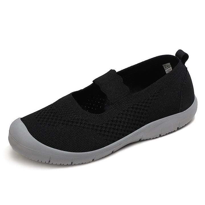 Ladies nan elastic comfort ballerina with wavy strap breathable knit upper and flexible profile sole Mune Fashion