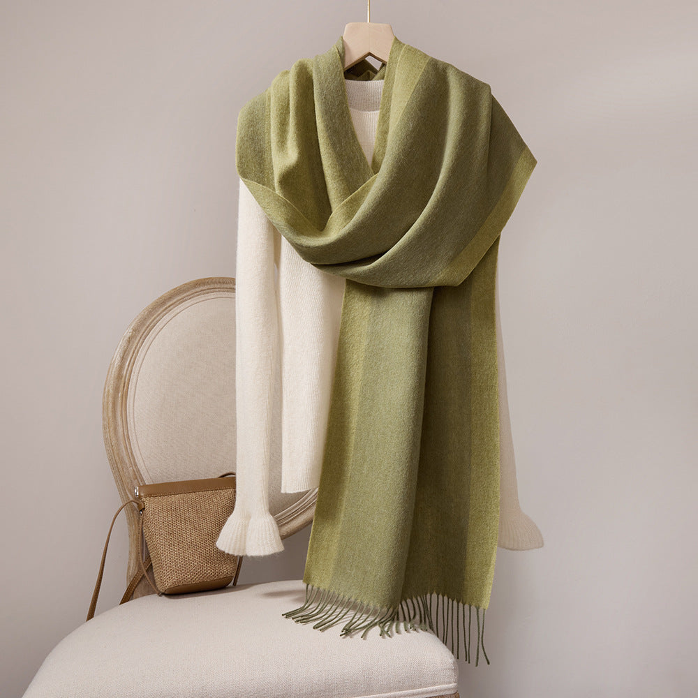 Wool scarf with fringes, 35x190cm