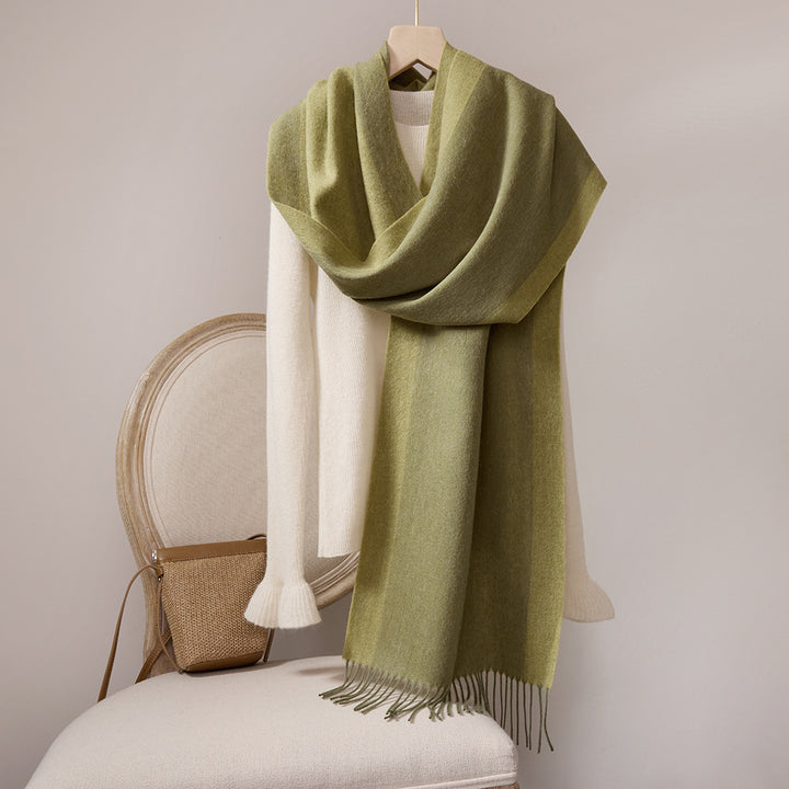 Wool scarf with fringes, 35x190cm