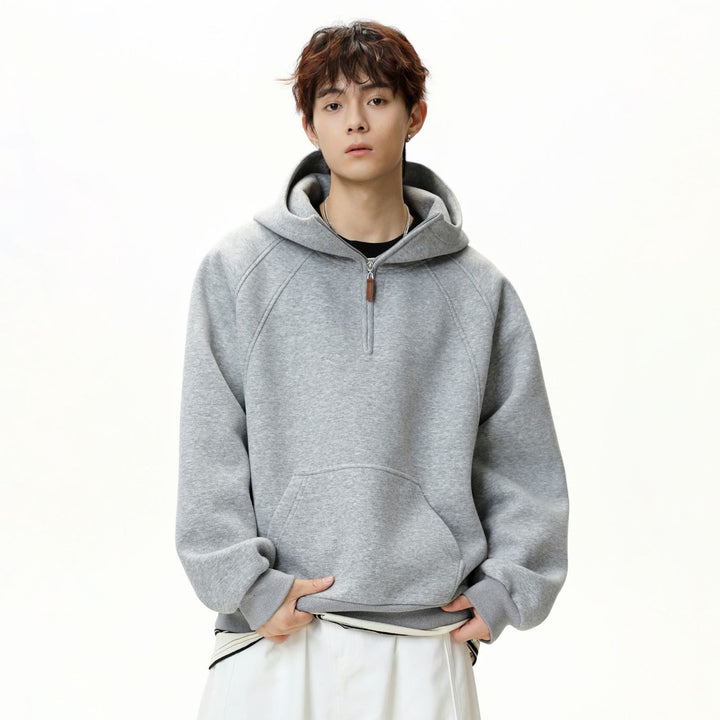 Unisex hoodie with zipper and stand-up collar
