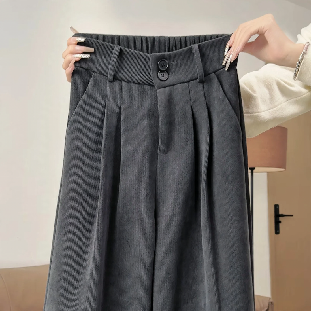 Lined corduroy pants, wide fit