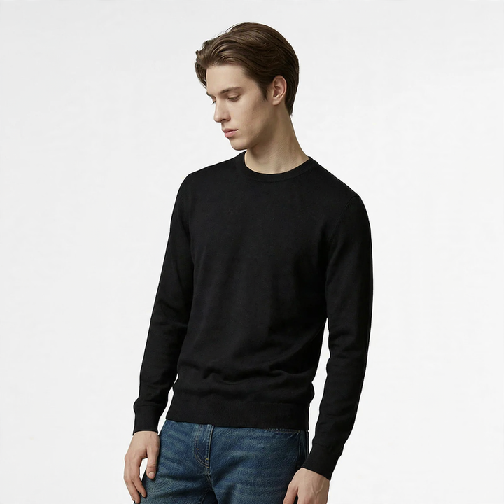 Men's knit pullover made of cashmere blend, round neck, antibacterial