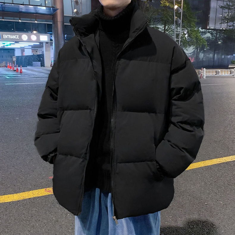 Padded men's winter jacket with stand-up collar