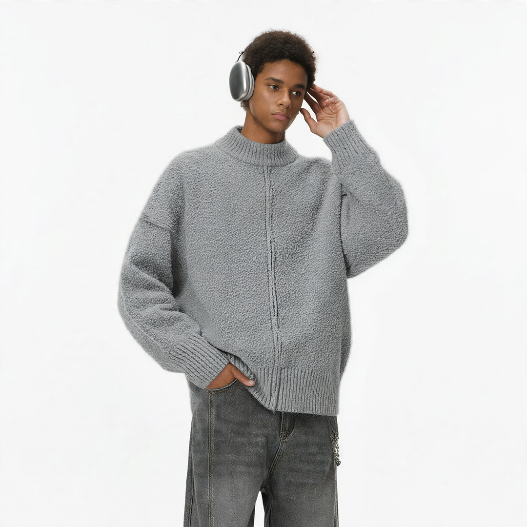 Men's cardigan with stand-up collar