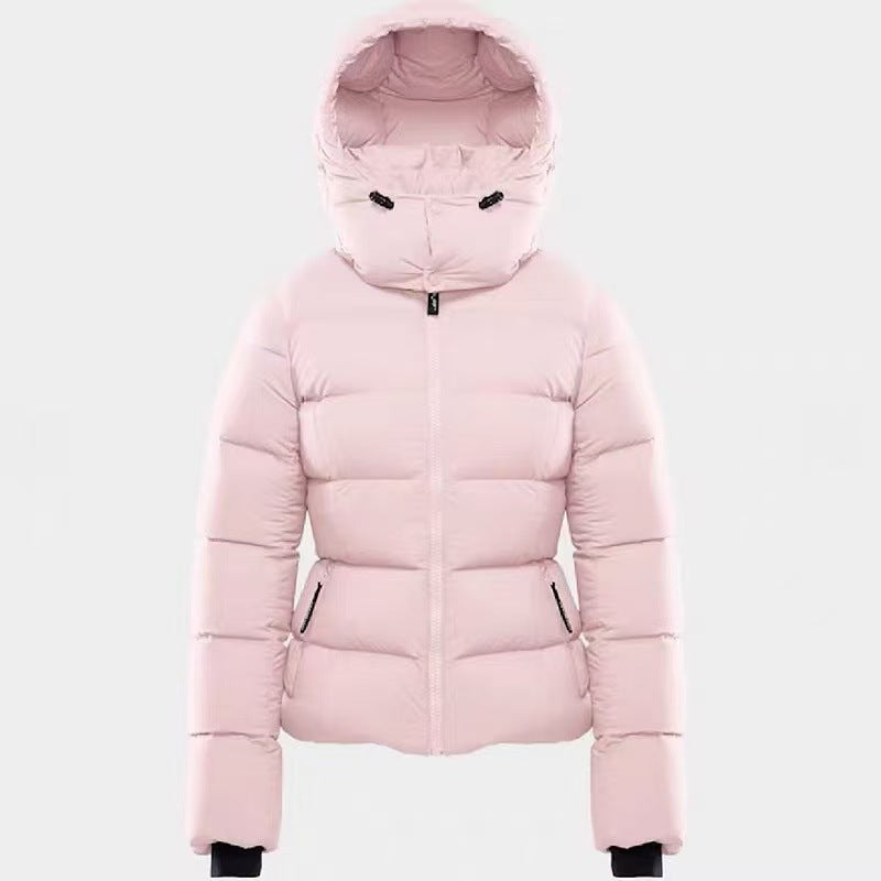 Women’s down jacket with hood and white goose down filling