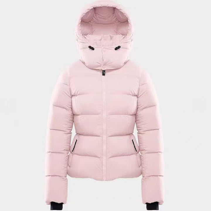 Women’s down jacket with hood and white goose down filling