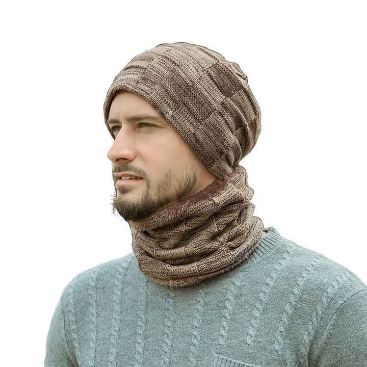 Winter knitted hat and scarf set, lined, 9507