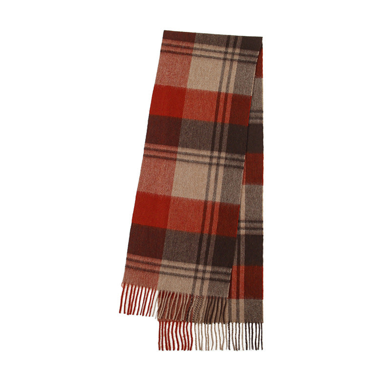 Checked scarf with fringes, 180x30cm