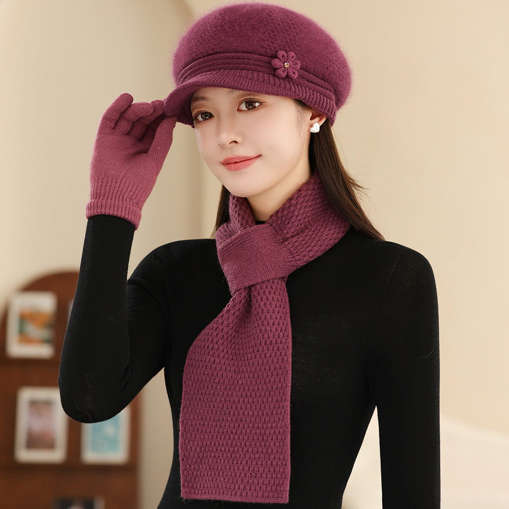 Women's Knit Set: Warm Hat, Scarf, and Gloves