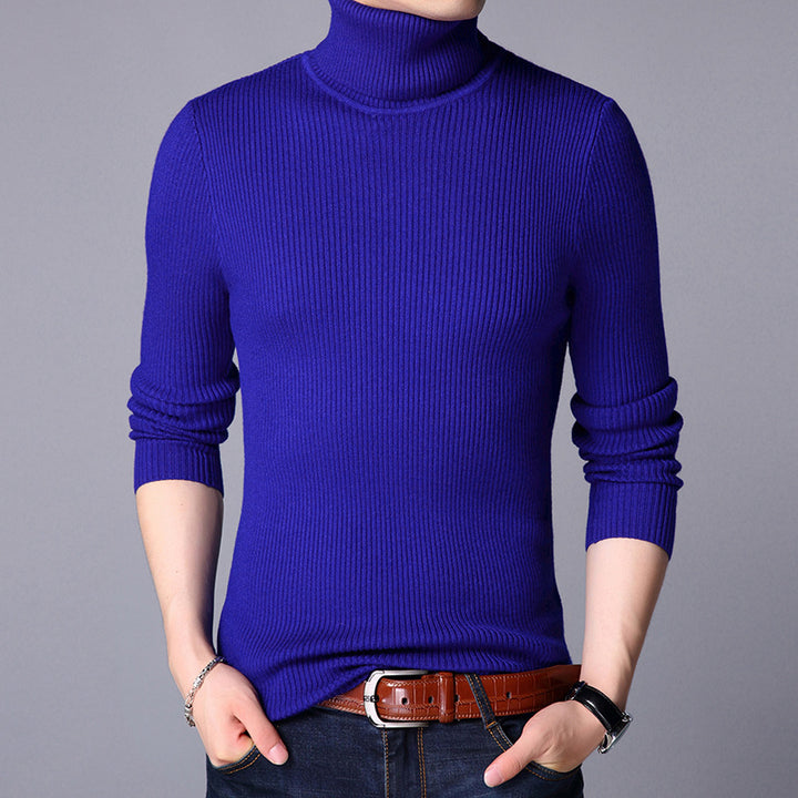 Men's knitted sweater with vertical rib pattern