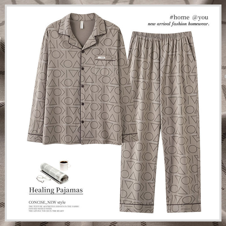 Men's pajamas made of 100% cotton, long-sleeved