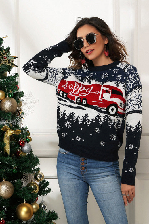 Mune | Snowflake and Truck Print Christmas Sweater