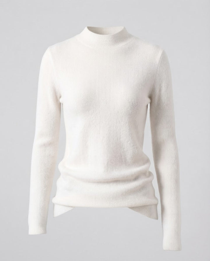 Women's Fine Short Roll Neck Sweater in Angora Look with Extra Fine Plush Finish Mune Fashion