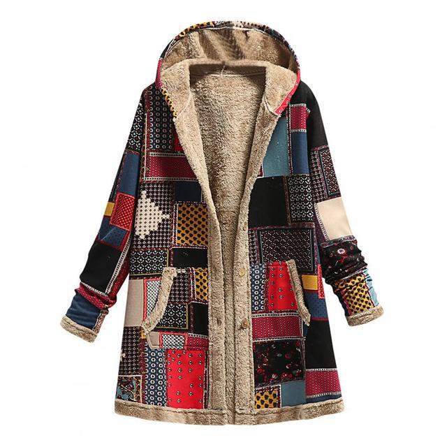 Padded hooded jacket with zipper and print