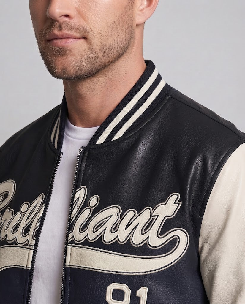 Men's Elegant Bomber Jacket with Embroidered Design Mune Fashion